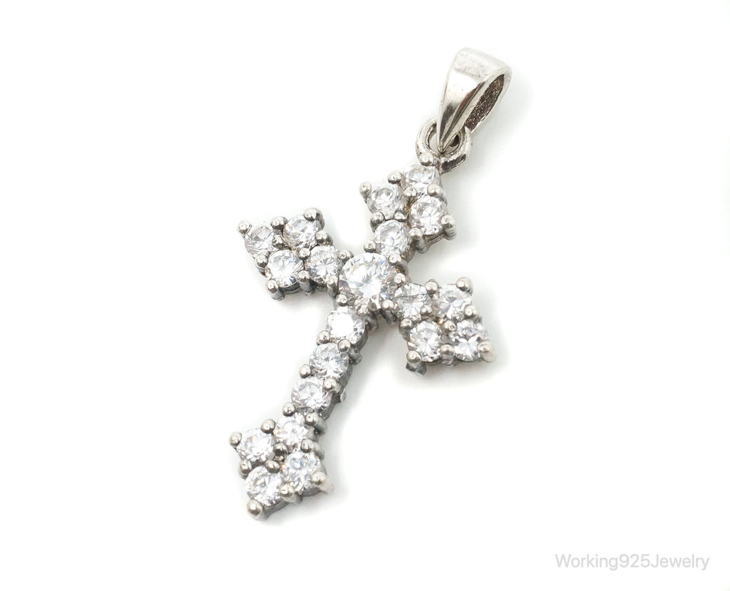 Vintage Cubic Zirconia Cross Sterling Silver Necklace Pendant | Jewelry > Necklaces > Pendants | Wiccan Center
