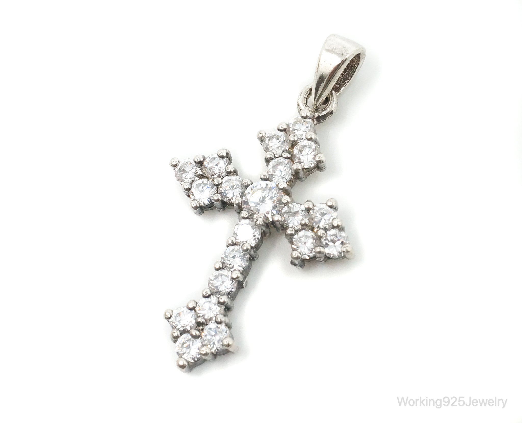 Vintage Cubic Zirconia Cross Sterling Silver Necklace Pendant | Jewelry > Necklaces > Pendants | Wiccan Center