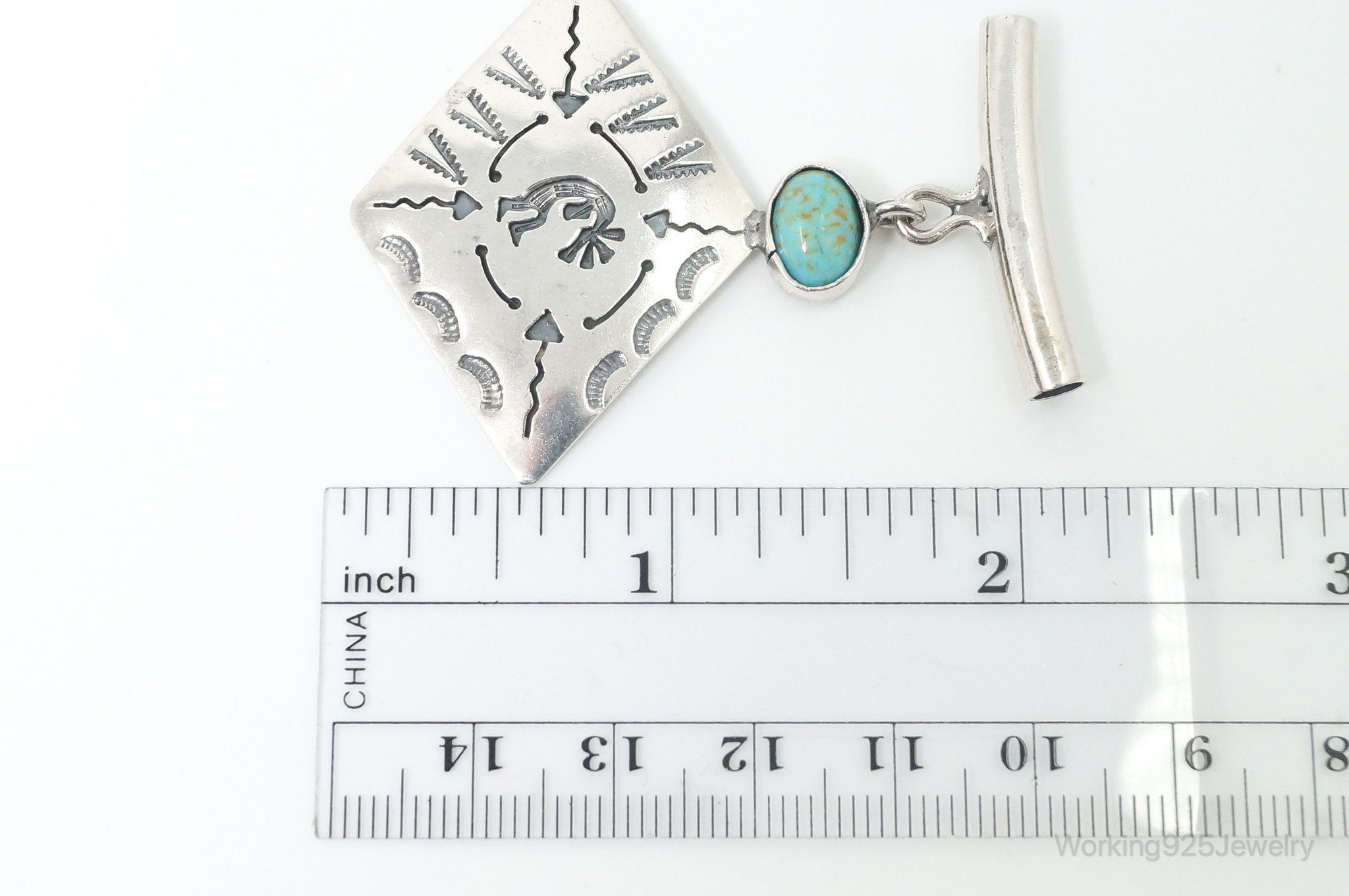 Vintage Mexico Designer Turquoise Southwestern Sterling Silver Pendant | Jewelry > Necklaces > Pendants | Wiccan Center