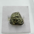Sterling Silver Freeform Pyrite Rope-Edge Ring – Size 8 – Protection, Confidence & Grounding | Rings | Wiccan Center