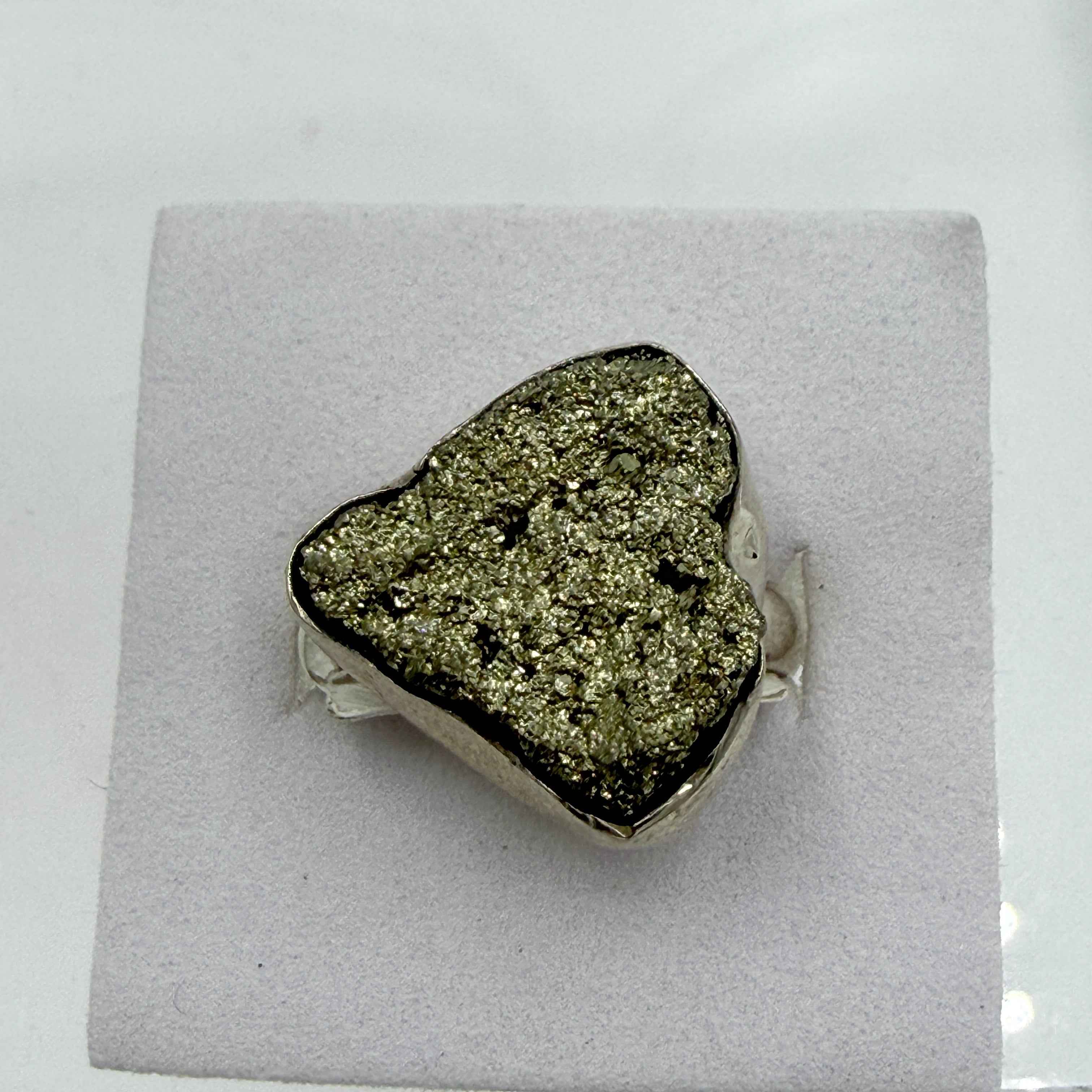 Sterling Silver Freeform Pyrite Ring – Size 8 – Protection, Confidence & Grounding | Rings | Wiccan Center