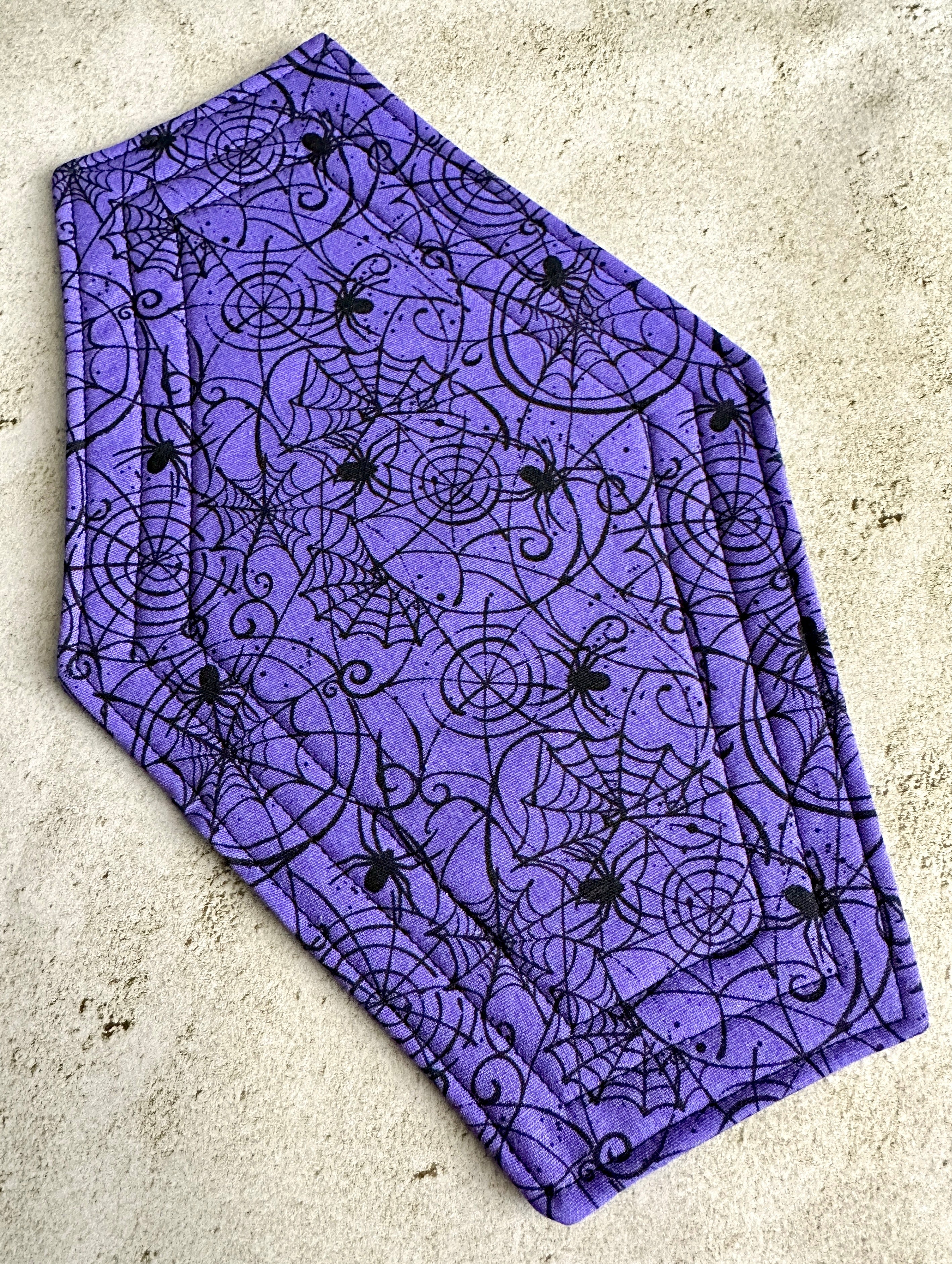 Spiderweb Coffin Mug Rug - Halloween Coffee Coaster