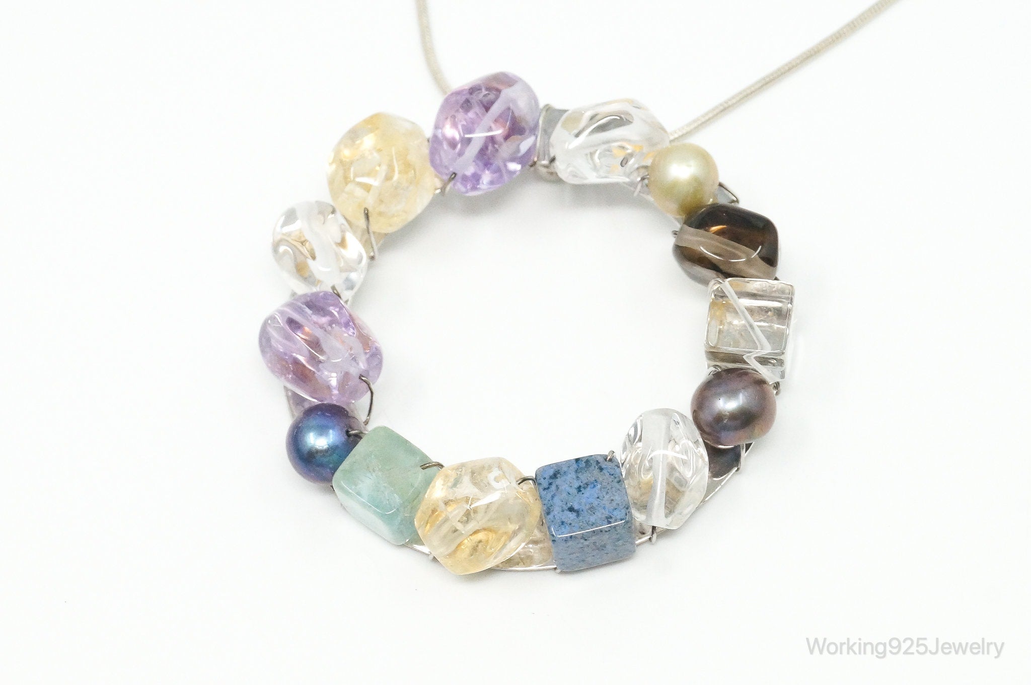 Rare Tracey Mayer Multi Gem Modernist Style Sterling Silver Necklace | Jewelry > Necklaces > Pendants | Wiccan Center