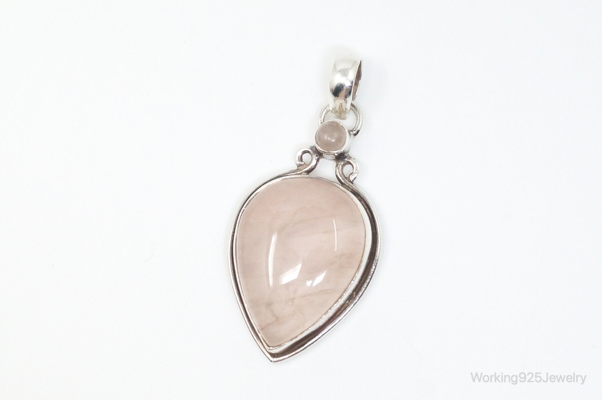 Large Vintage Rose Quartz Sterling Silver Necklace Pendant | Jewelry > Necklaces > Pendants | Wiccan Center