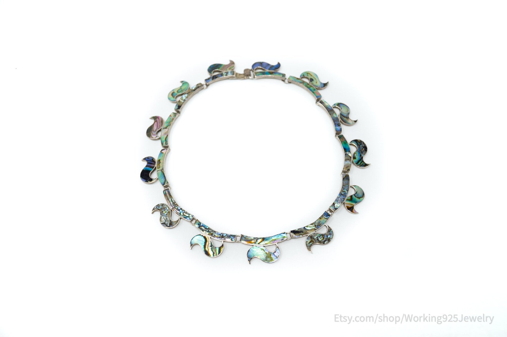 Vintage Designer JE Hecho En Mexico Abalone Shell Sterling Silver Necklace | Jewelry > Necklaces > Pendants | Wiccan Center