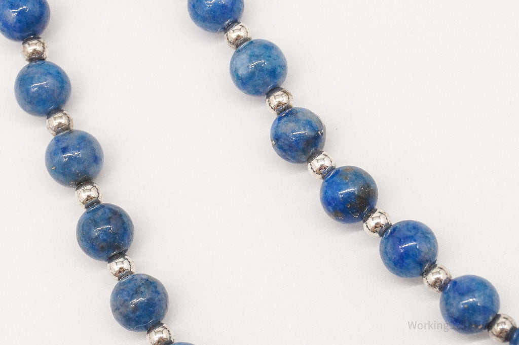 Vintage Southwest Carolyn Pollack Lapis Lazuli Bead Sterling Silver Necklace 23" | Jewelry > Necklaces | Wiccan Center