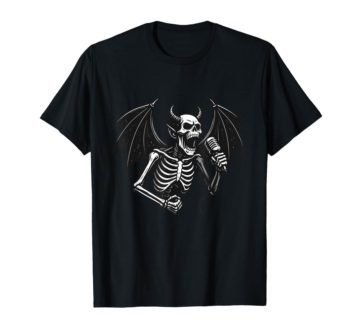 Rock Skeleton Hand Devil Singer Skull T-Shirt - Novelty Apparel Men Women | Clothing | Wiccan Center