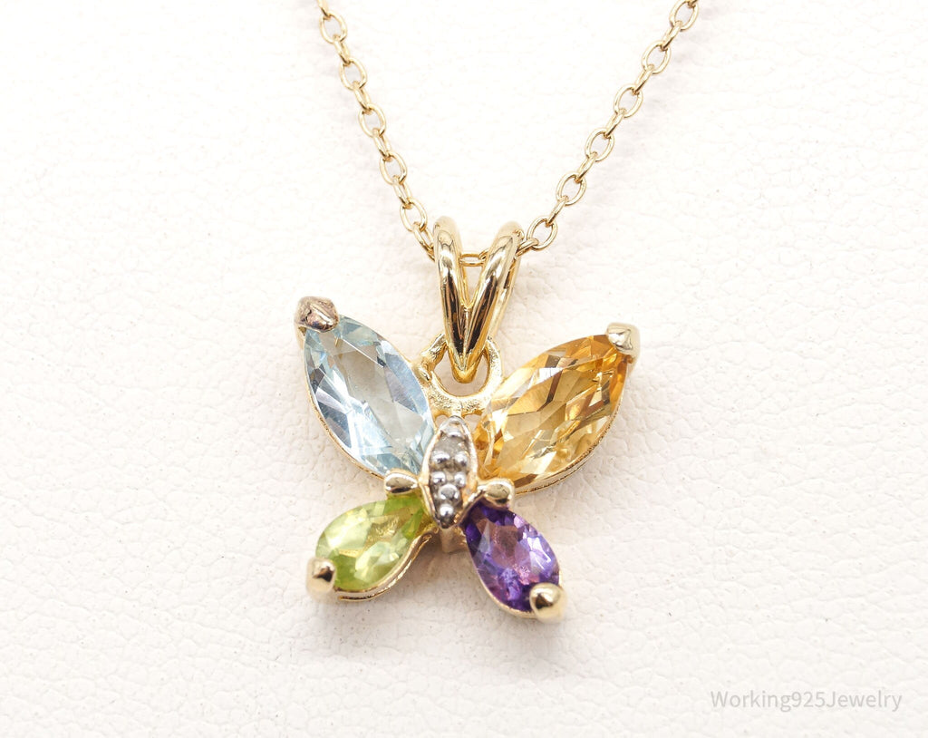 Ross Simons Multi Gemstone Butterfly Gold Vermeil Sterling Silver Necklace | Jewelry > Necklaces > Pendants | Wiccan Center