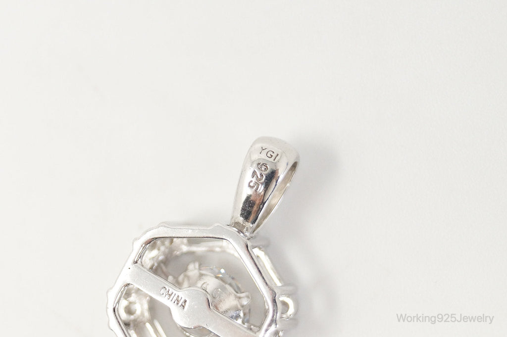 Vintage Art Deco Cubic Zirconia Sterling Silver Necklace Pendant | Jewelry > Necklaces > Pendants | Wiccan Center
