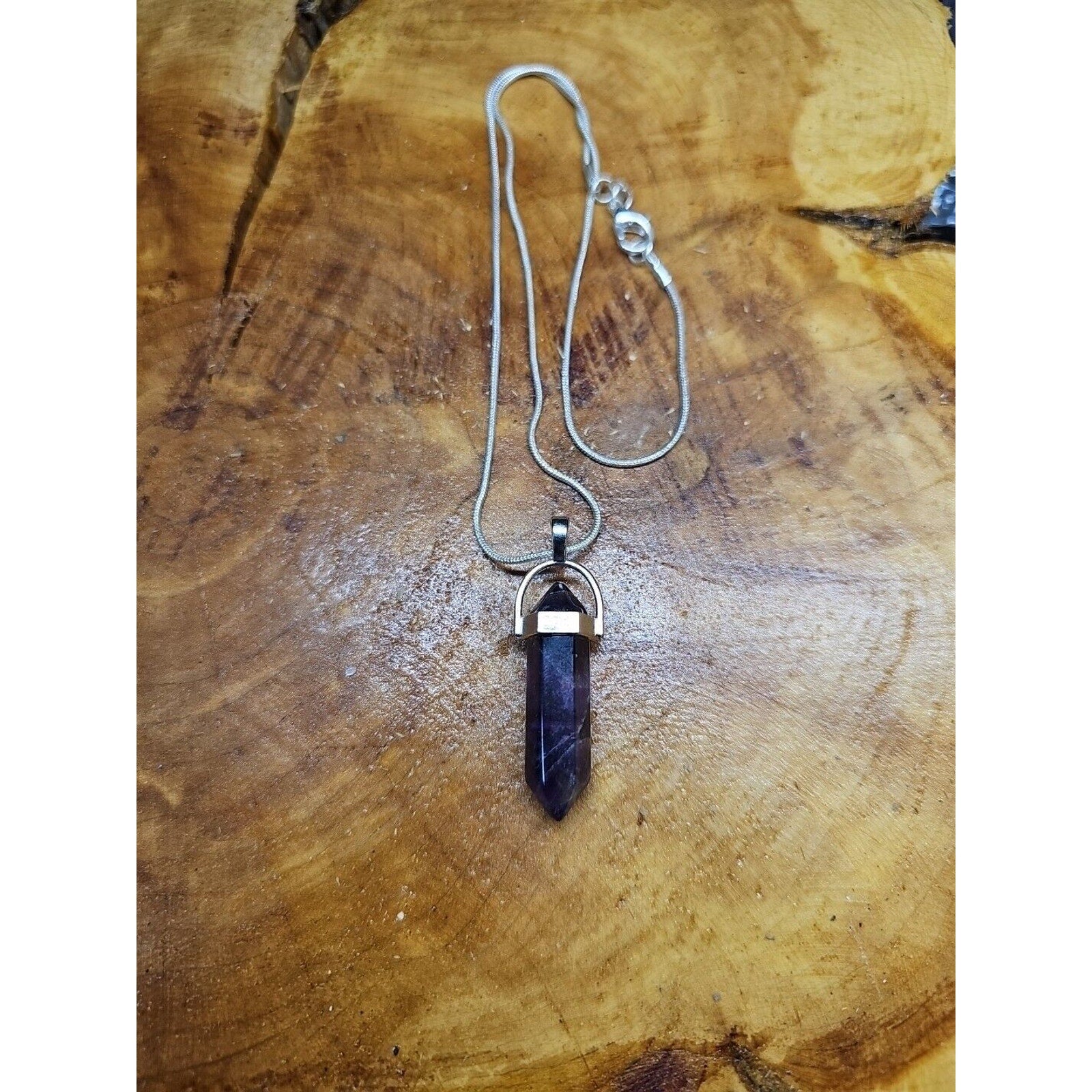 Amethyst Crystal Hexagon Pendant Necklace — 16in Silver Chain | CrystalCloud Company