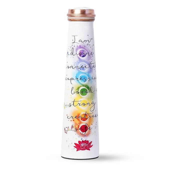 Pure Copper Water Bottle, 7 Chakra Design | | Wiccan Center