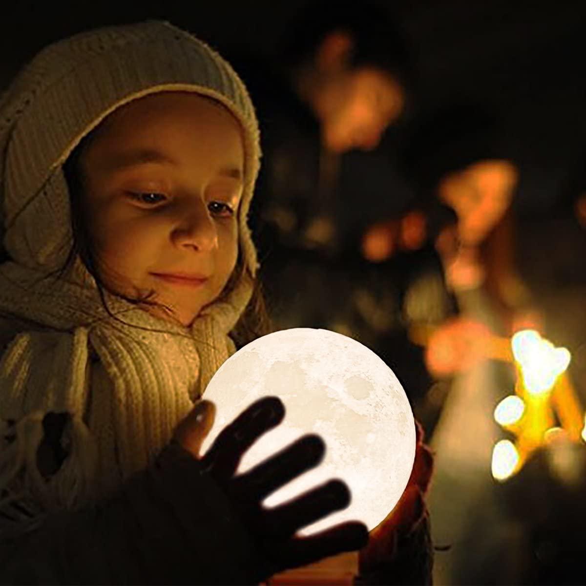 Moon Lamp Moon Light Night Light for Kids Gift for Women USB Charging and Touch Control Brightness 3D Printed Warm and Cool White Lunar Lamp | STS9NC17329BGF | Wiccan Center