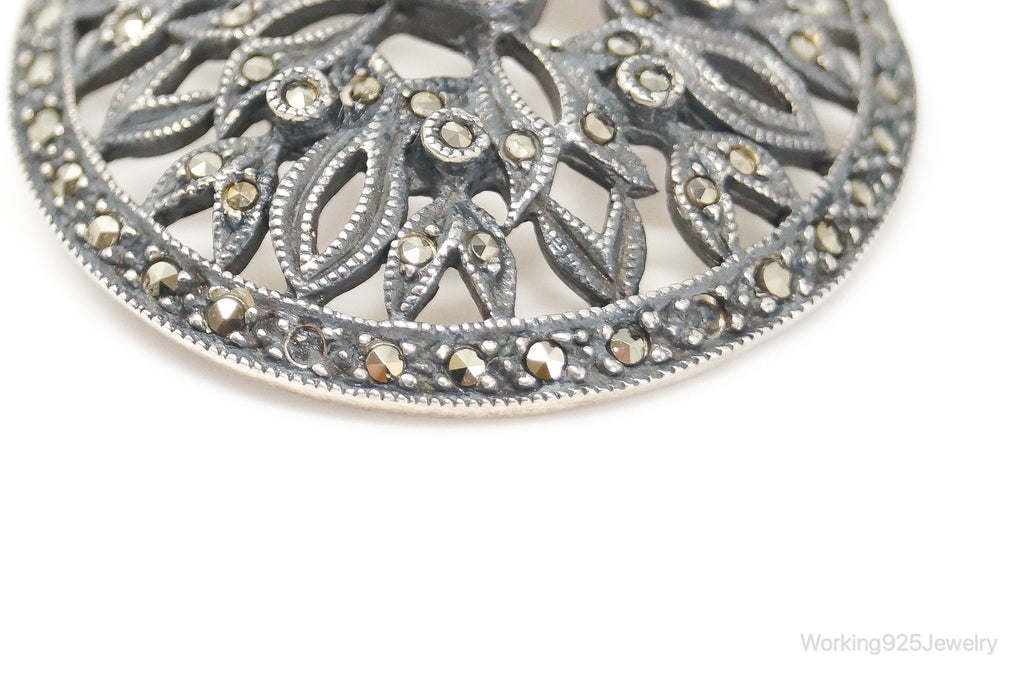 Large Judith Jack Garnet Marcasite Art Deco Sterling Silver Pendant | Jewelry > Necklaces > Pendants | Wiccan Center