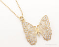 Large Vintage Butterfly Cubic Zirconia Gold Vermeil Sterling Silver Necklace | Jewelry > Necklaces > Pendants | Wiccan Center