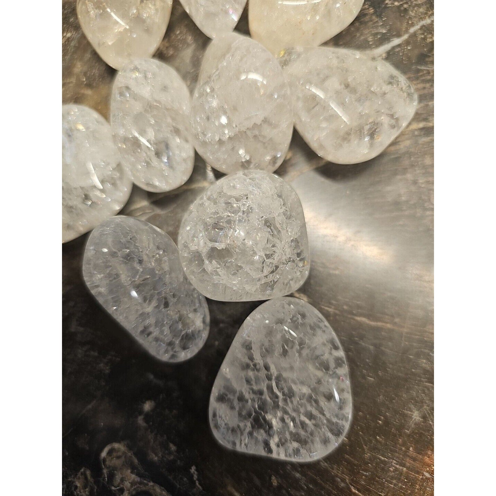 Crackle Quartz Tumbled Stones — 5-Piece Set for Clarity & Positive Energy | CrystalCloud Company