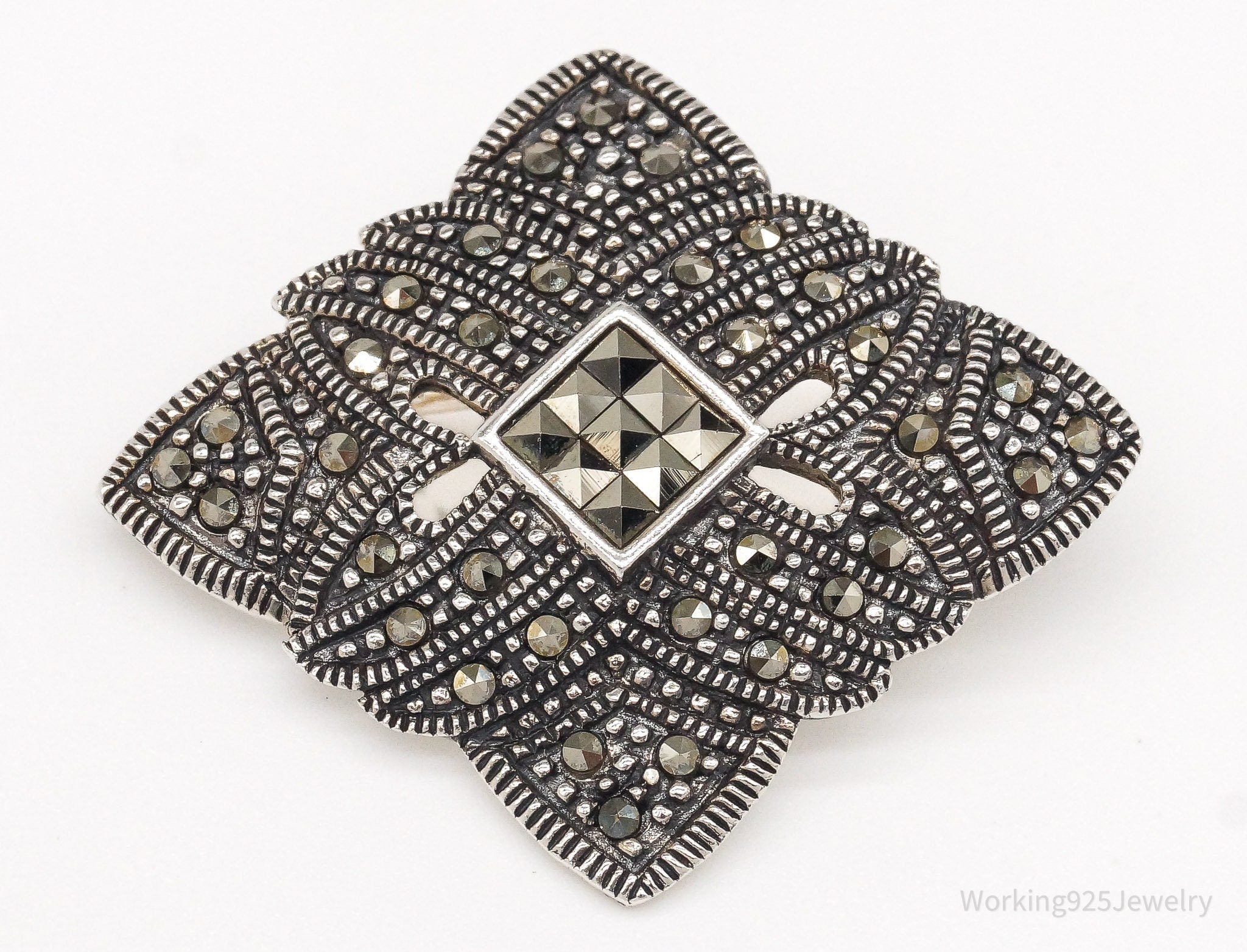 Vintage Marcasite Art Deco Sterling Silver Brooch Pin | Jewelry > Brooches, Pins & Clips | Wiccan Center
