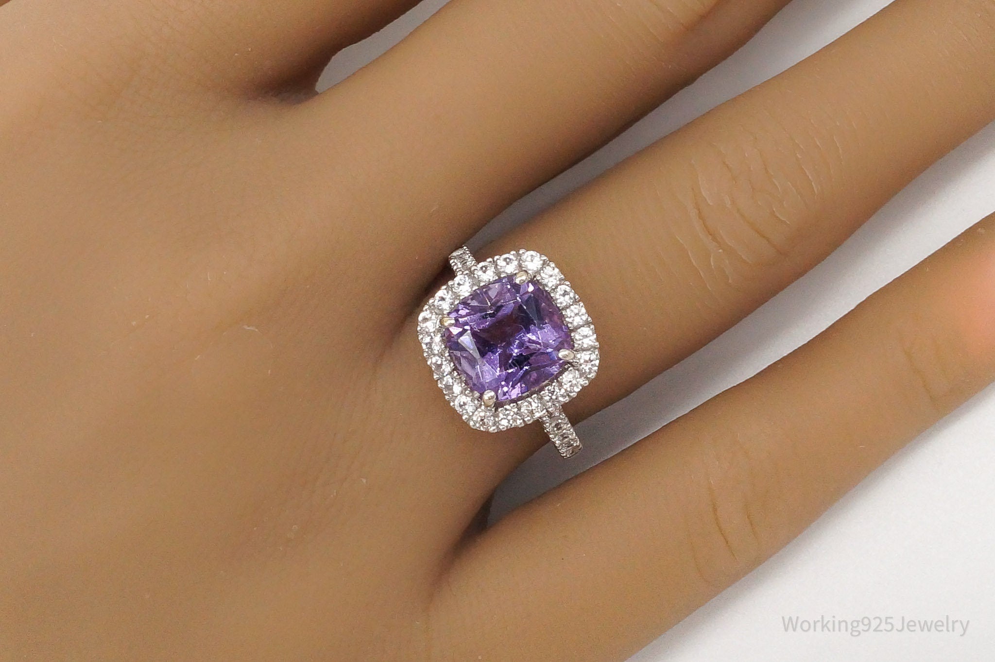 Vintage Amethyst Cubic Zirconia Sterling Silver Ring - Size 6.75 | Jewelry > Rings | Wiccan Center