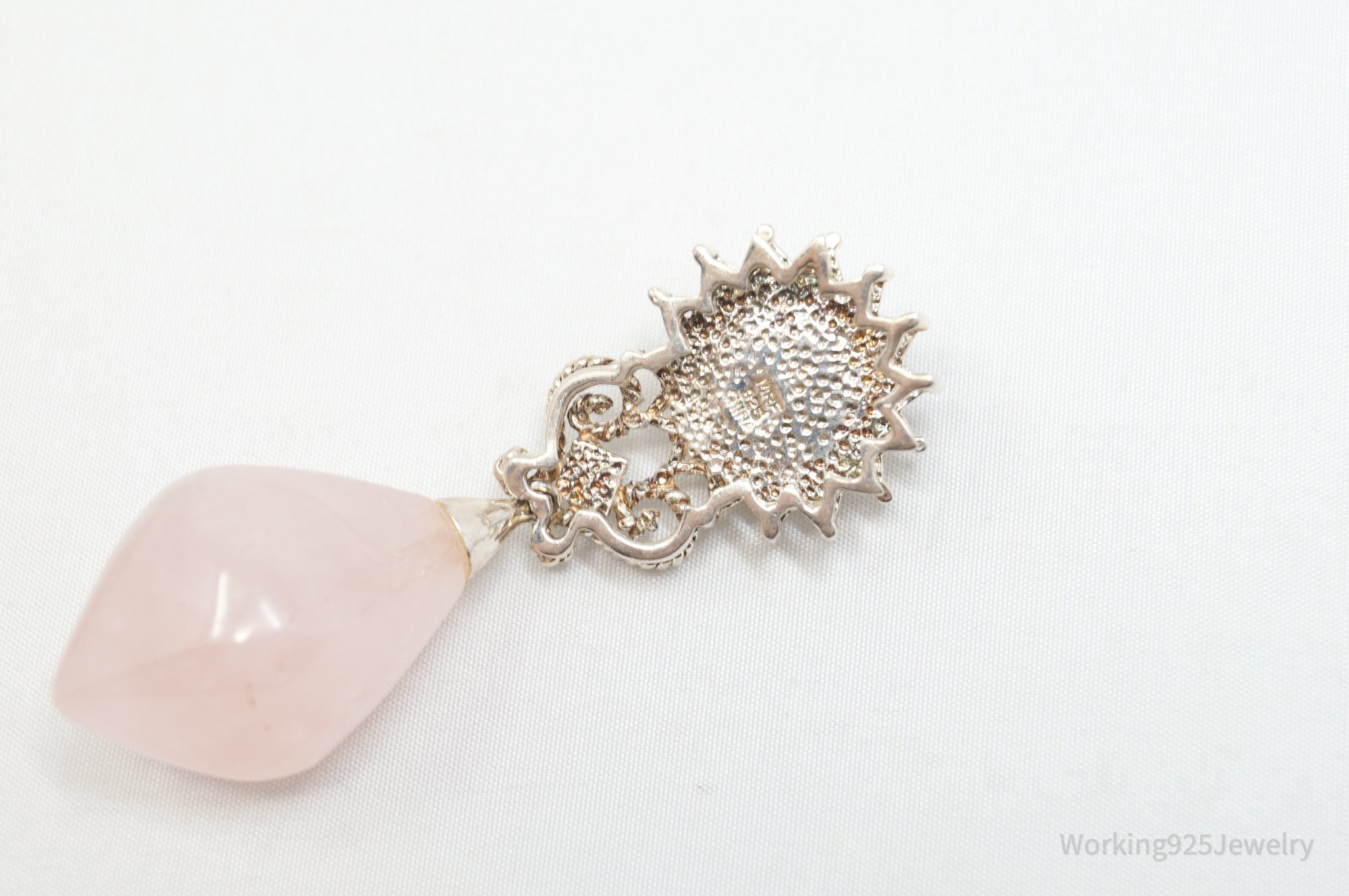 Vintage Designer MRF Rose Quartz Amethyst Sterling Silver Necklace Pendant | Jewelry > Necklaces > Pendants | Wiccan Center