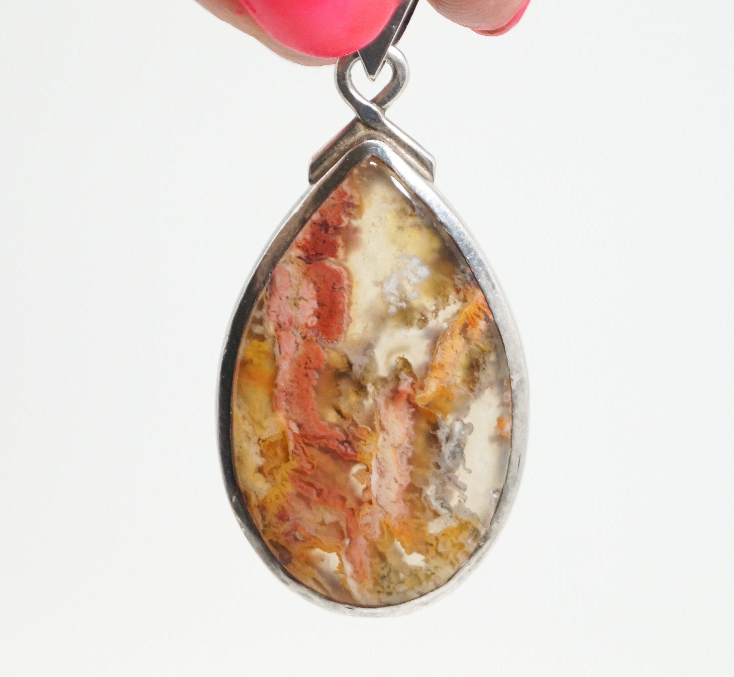 Vintage Plume Agate Sterling Silver Necklace Pendant | Jewelry > Necklaces > Pendants | Wiccan Center