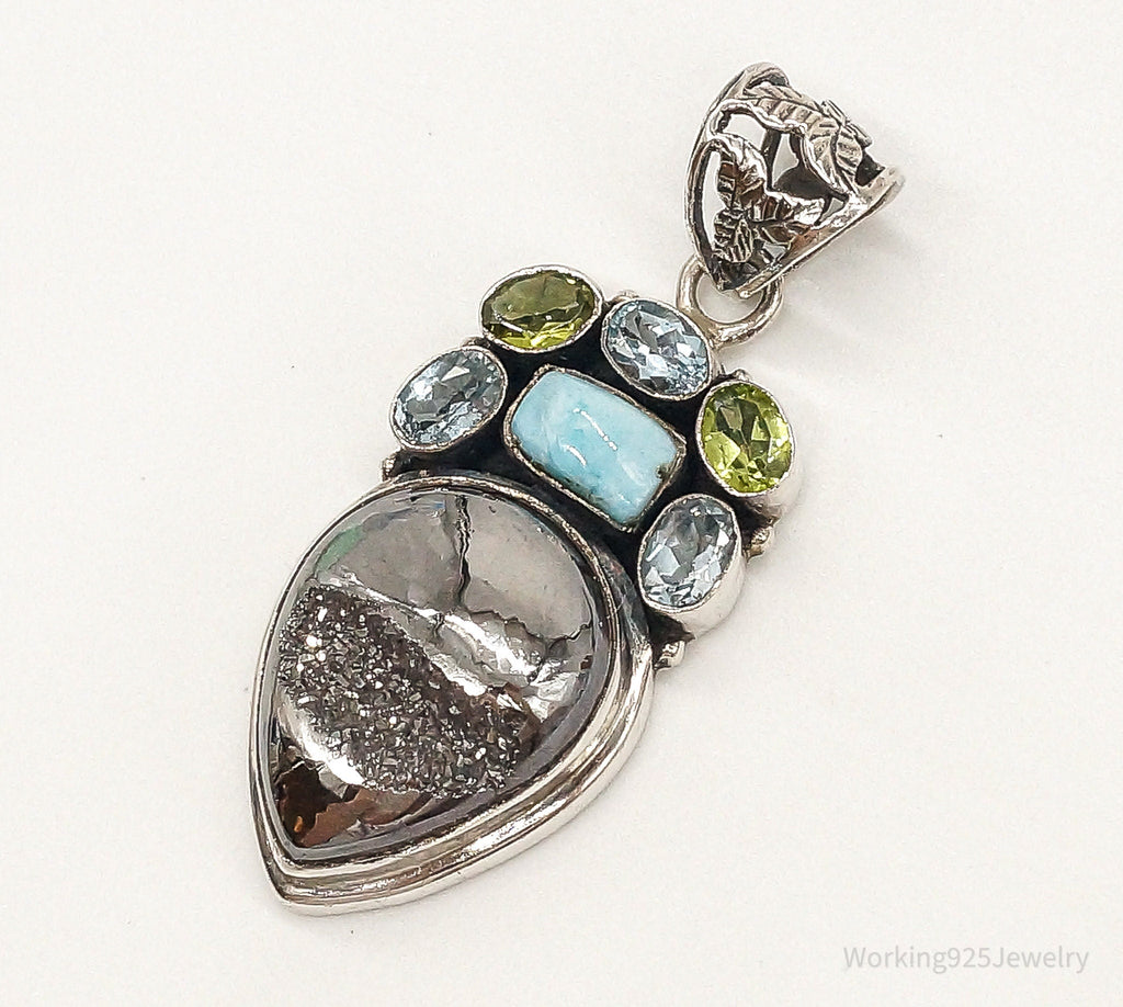 Vintage Multi Gemstone Sterling Silver Necklace Pendant | Jewelry > Necklaces > Pendants | Wiccan Center