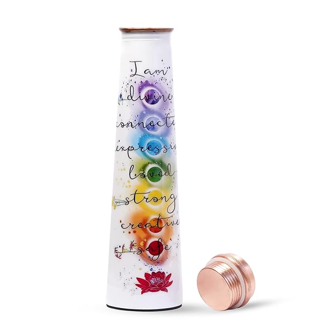 Pure Copper Water Bottle, 7 Chakra Design | | Wiccan Center