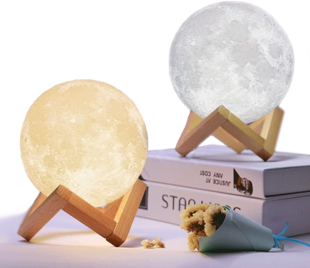 Moon Lamp Moon Light Night Light for Kids Gift for Women USB Charging and Touch Control Brightness 3D Printed Warm and Cool White Lunar Lamp | STS9NC17329BGF | Wiccan Center