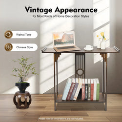 2-Tier Narrow Espresso Side Table, Space-Saving Slim Accent Table, Easy Assembly Console Table for Living Room,Bedroom & Kitchen | Table | Wiccan Center