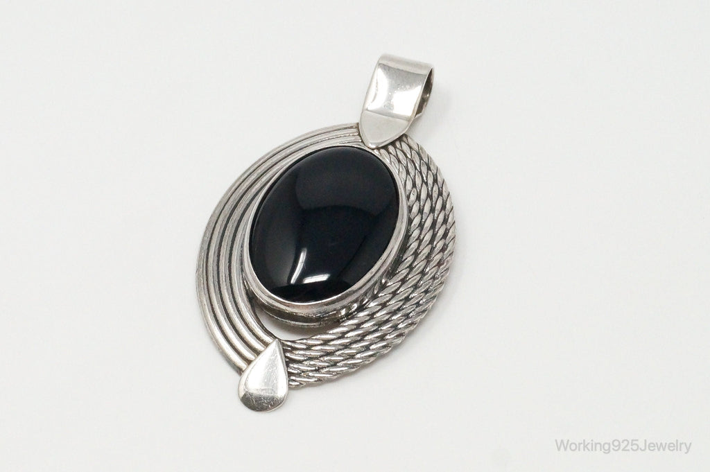 Large Mexico Designer ATI Black Onyx Southwestern Sterling Silver Pendant | Jewelry > Necklaces > Pendants | Wiccan Center