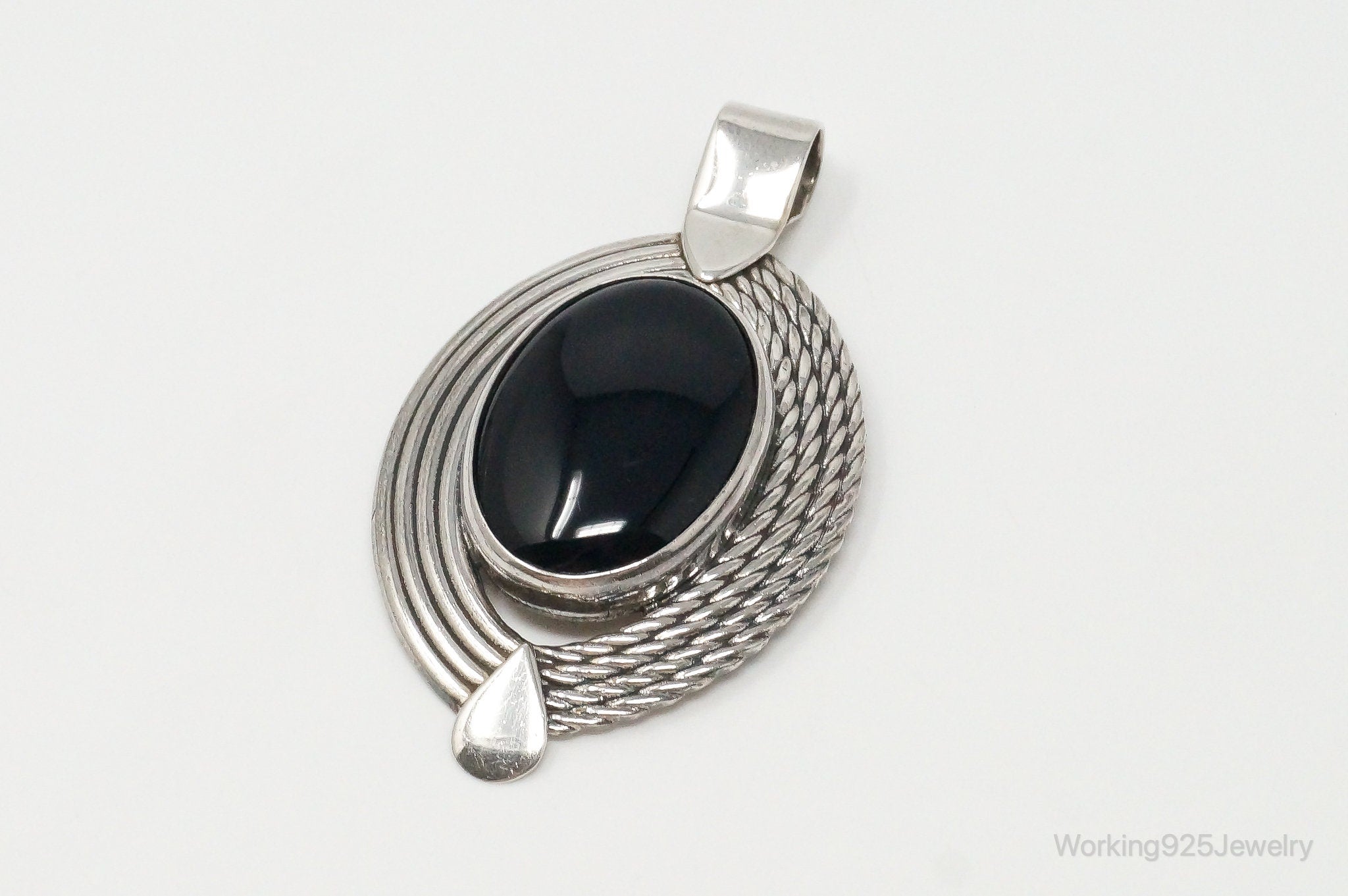 Large Mexico Designer ATI Black Onyx Southwestern Sterling Silver Pendant | Jewelry > Necklaces > Pendants | Wiccan Center