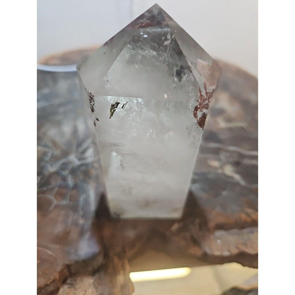 Madagascar Green Ghost Phantom Quartz Obelisk - 1.73LB Vitreous Healing Point | CrystalCloud Company | Crystal Points & Towers | Wiccan Center