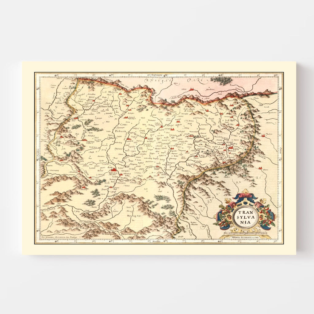Vintage Map of Transylvania (Romania) 1623