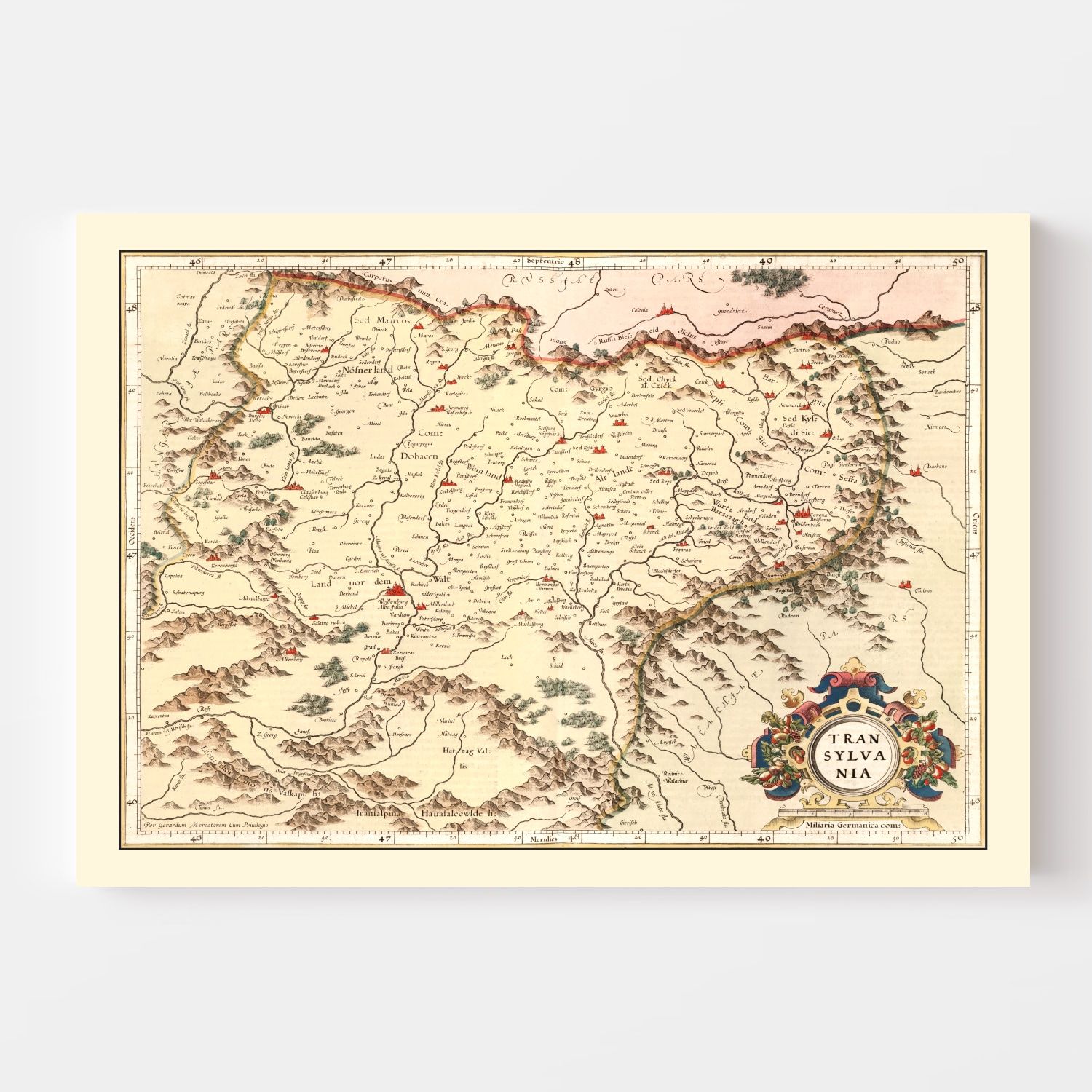 Vintage Map of Transylvania (Romania) 1623