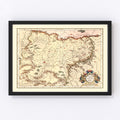 Vintage Map of Transylvania (Romania) 1623