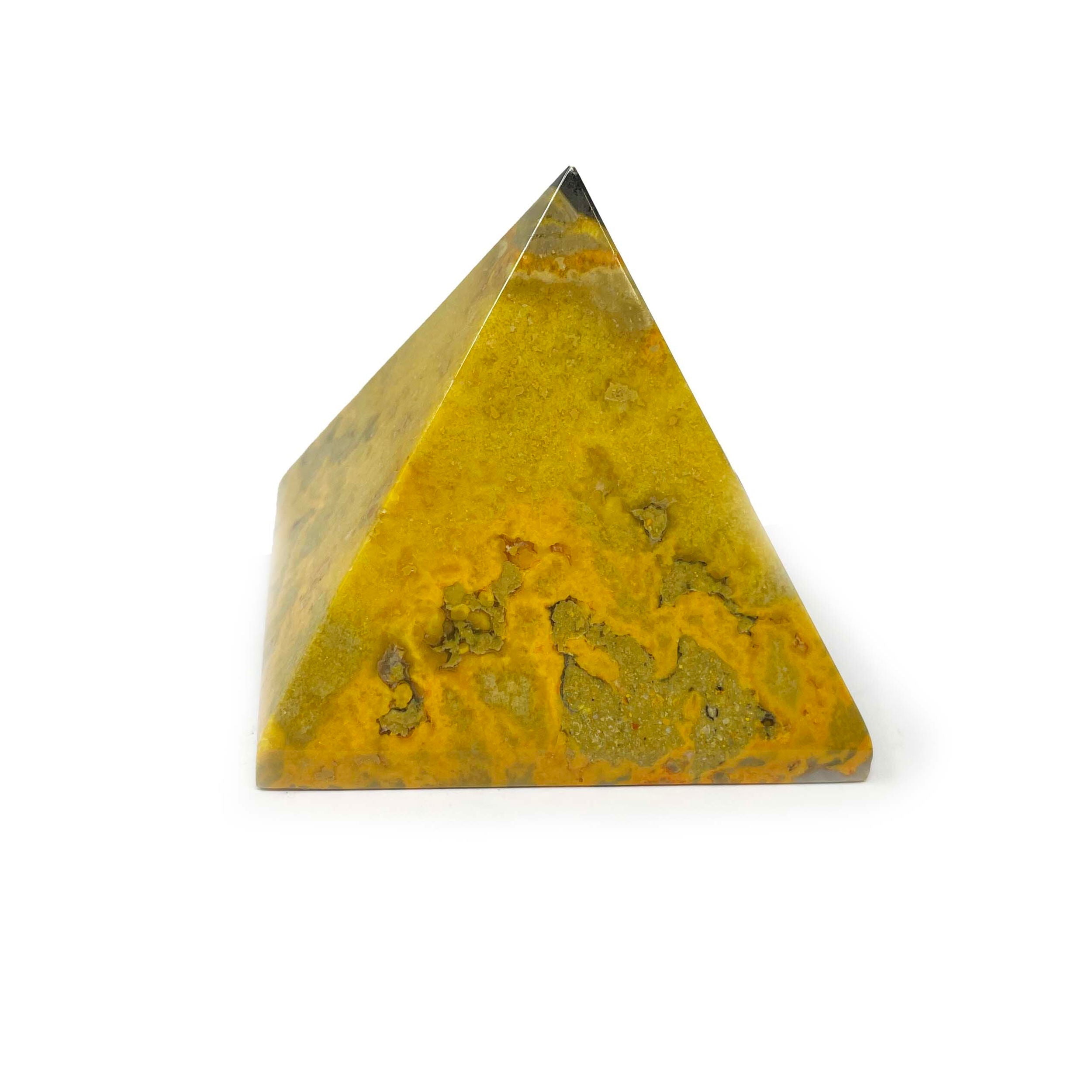 Bumblebee Jasper Pyramid - Black Point with Yellow Body and Gray & Orange Base | Crystals & Minerals > Figurines | Wiccan Center