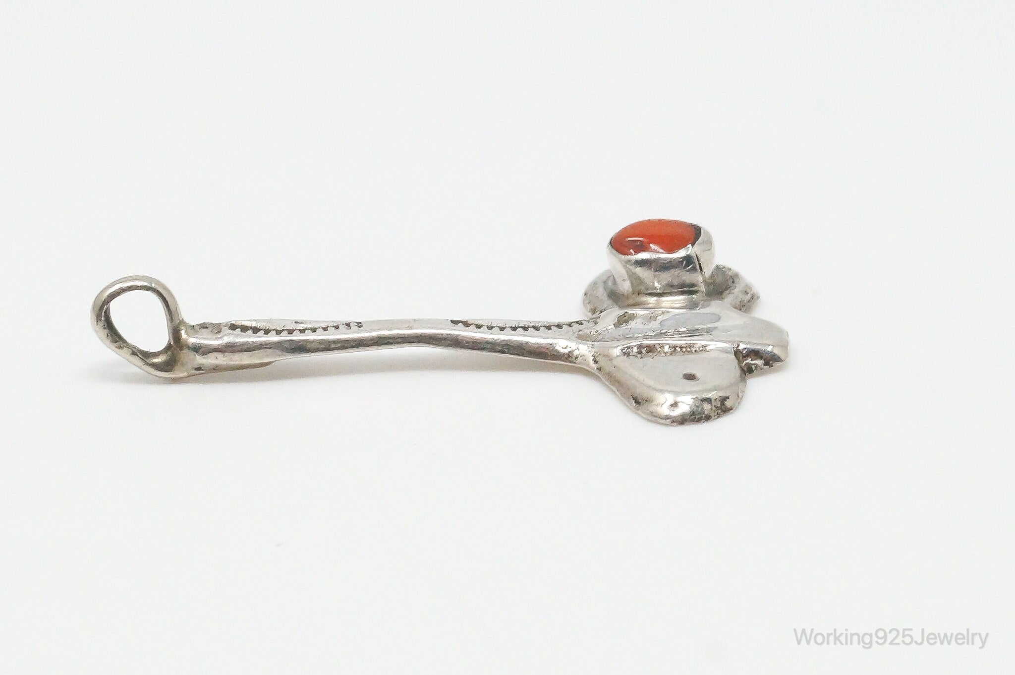 Vintage Handmade Native American Unsigned Coral Sterling Silver Pendant | Jewelry > Necklaces > Pendants | Wiccan Center