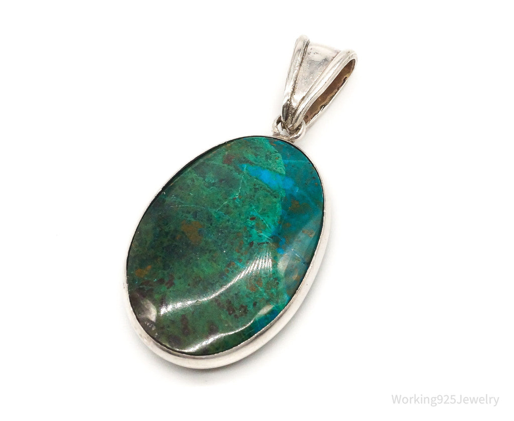 Vintage Large Chrysocolla 950 Silver Pendant | Jewelry > Necklaces > Pendants | Wiccan Center