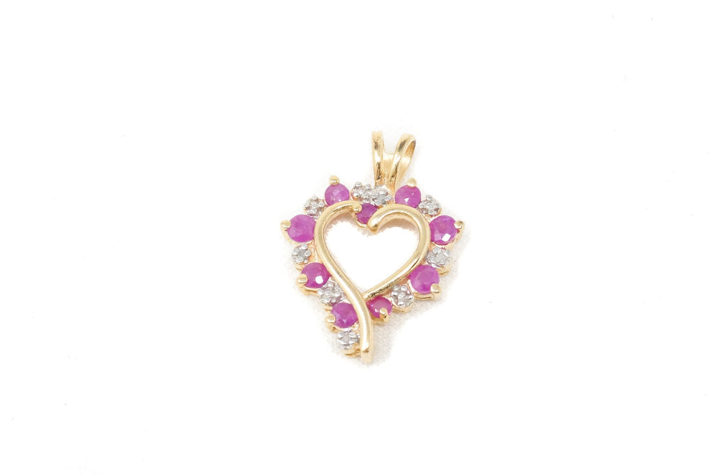Vintage Ruby Heart Cubic Zirconia Gold Vermeil Sterling Silver Necklace Pendant | Jewelry > Necklaces > Pendants | Wiccan Center