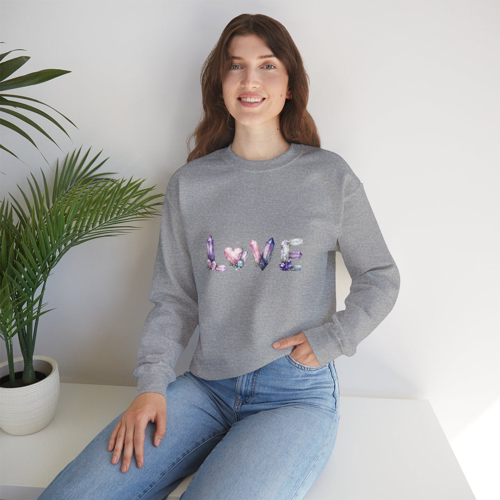 LOVE Crystal Letter Design | Sweatshirt | Wiccan Center
