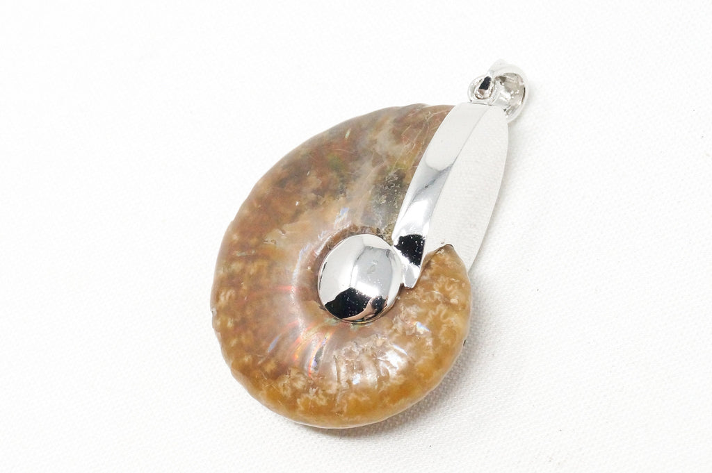 Vintage Nautilus Fossil Shell Sterling Silver Chunky Necklace Pendant | Jewelry > Necklaces > Pendants | Wiccan Center