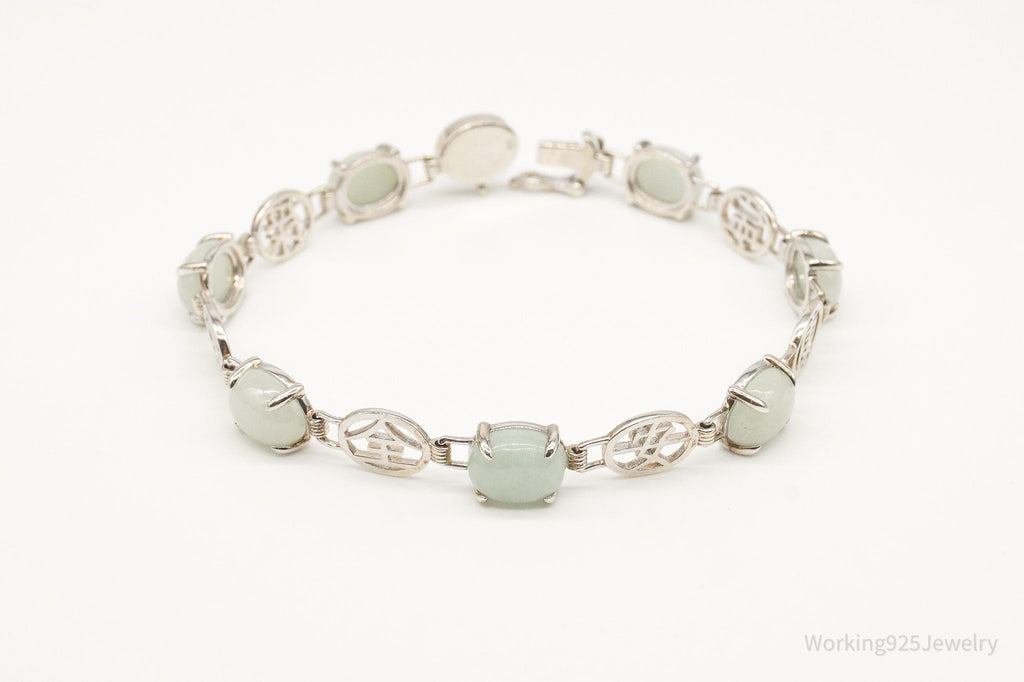 Vintage Jade Good Fortune Sterling Silver Bracelet | Jewelry > Bracelets | Wiccan Center