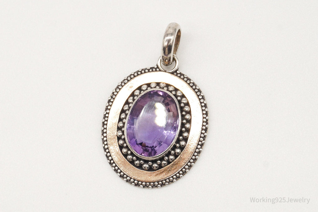 Large Vintage Amethyst Two Tone Sterling Silver Pendant | Jewelry > Necklaces > Pendants | Wiccan Center