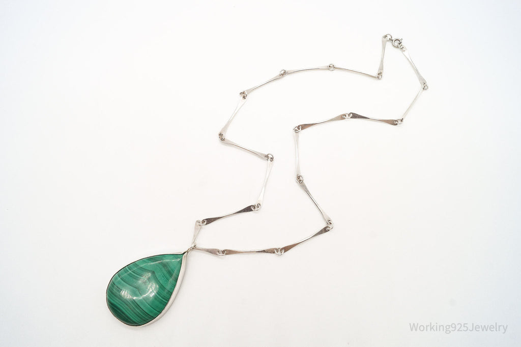 Vintage Large Malachite Sterling Silver Necklace | Jewelry > Necklaces > Pendants | Wiccan Center