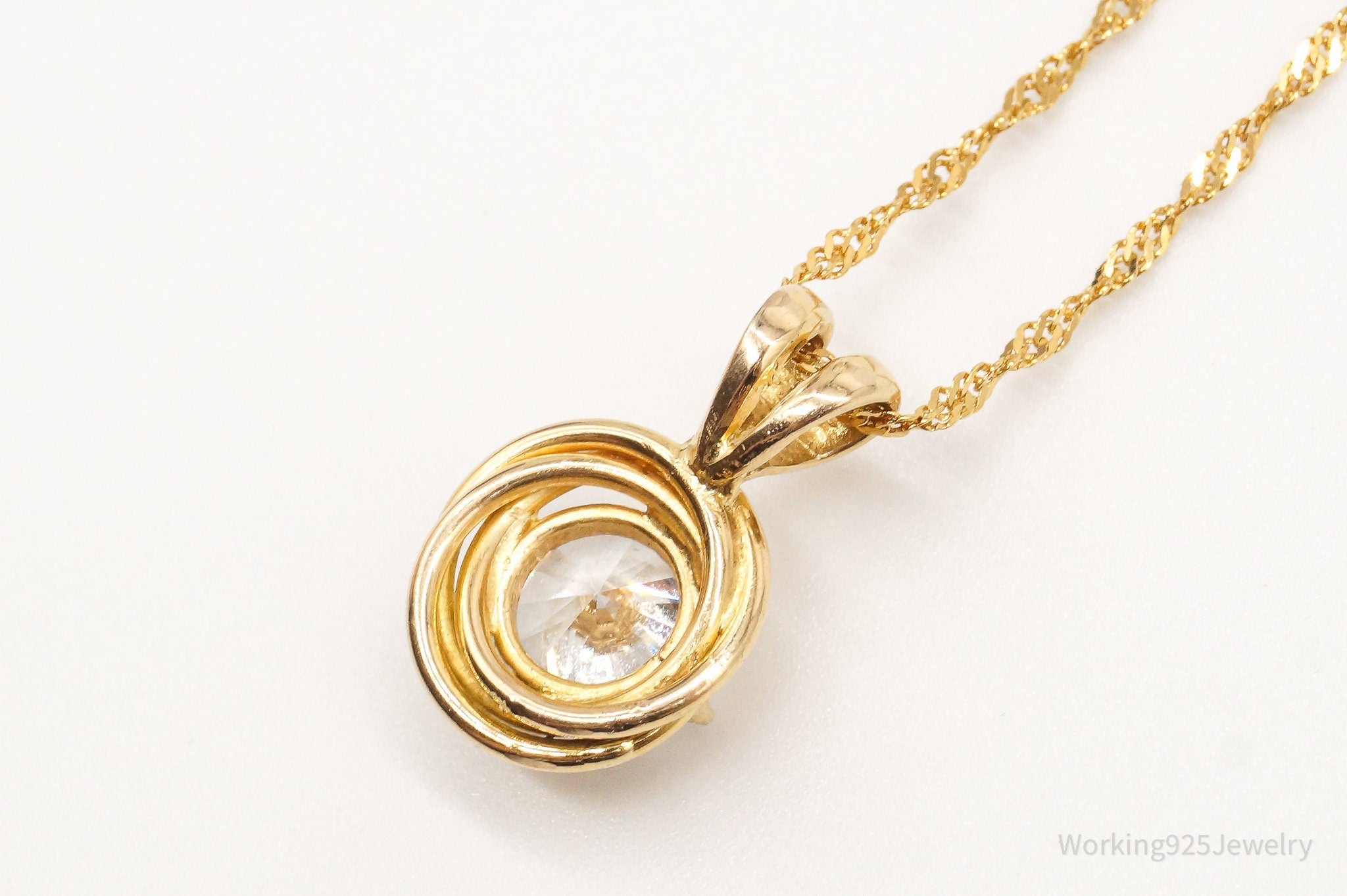 Vintage Gold Vermeil Cubic Zirconia Sterling Silver Necklace | Jewelry > Necklaces > Pendants | Wiccan Center