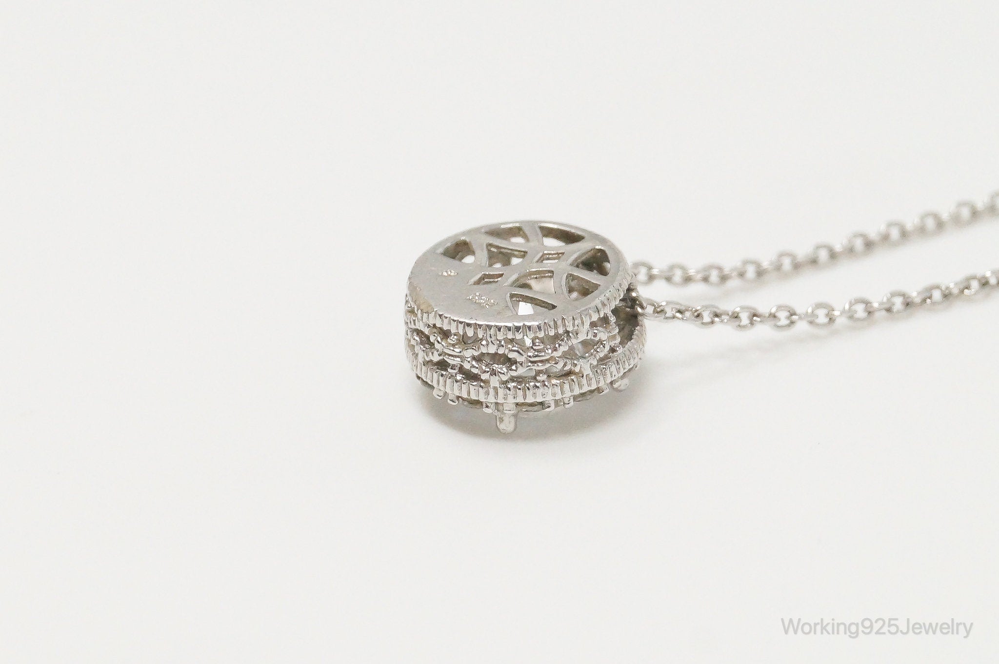 Vintage Large Cubic Zirconia Sterling Silver Necklace | Jewelry > Necklaces > Pendants | Wiccan Center