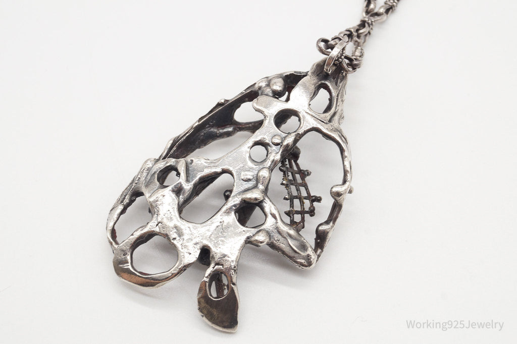 Vintage Brutalist Silver Toggle Necklace | Jewelry > Necklaces > Pendants | Wiccan Center