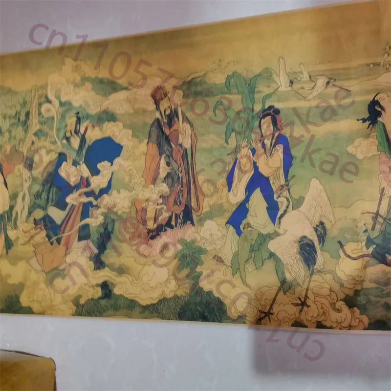 China Old long Scroll,Watercolor Ink Painting, Ding Yunpeng's Eight Immortals Divine Art Diagram