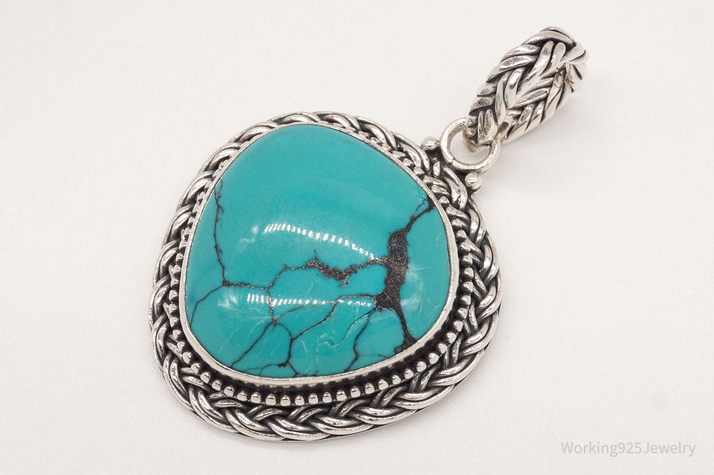 Large Vintage Designer Barse Turquoise Western Sterling Silver Pendant | Jewelry > Necklaces > Pendants | Wiccan Center