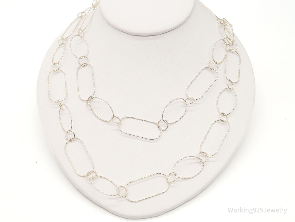 Vintage Designer Silpada Oval Link Textured Sterling Silver Necklace - 38" | Jewelry > Necklaces > Pendants | Wiccan Center