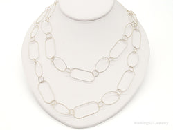 Vintage Designer Silpada Oval Link Textured Sterling Silver Necklace - 38" | Jewelry > Necklaces > Pendants | Wiccan Center