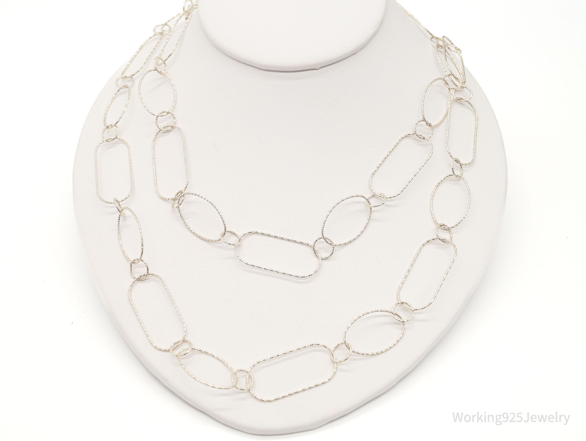 Vintage Designer Silpada Oval Link Textured Sterling Silver Necklace - 38" | Jewelry > Necklaces > Pendants | Wiccan Center